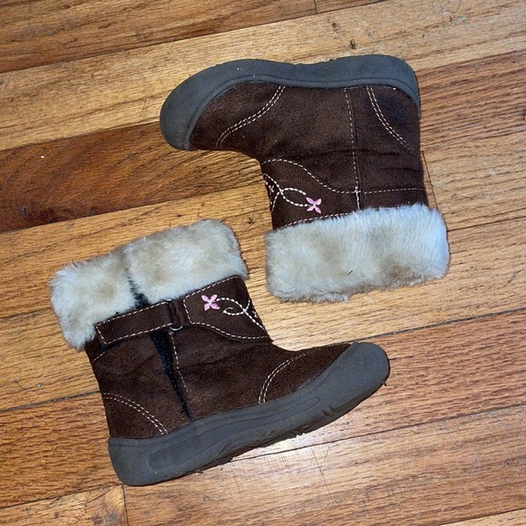 •POLAR RIDGE•TODDLER BROWN & PINK FUR VELCRO SIDE BUCKLE BOOTS SIZE 7 VGUC - Picture 5 of 9